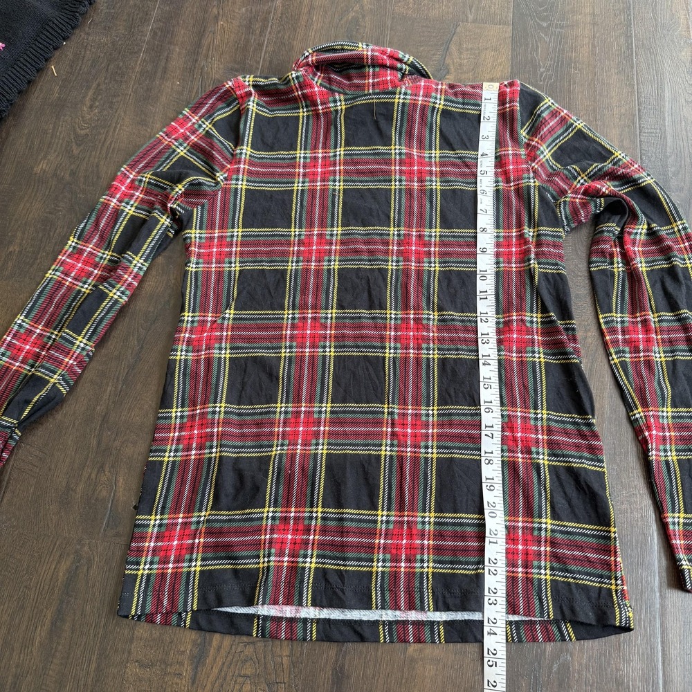 J. Crew Tissue Turtleneck Women's Medium Stewart Plaid Long Sleeve 100% Cotton - Picture 6 of 8